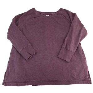 Duluth Trading Sweater Womens 1X Plus Red Ribbed V Neck Pockets Heavyweight